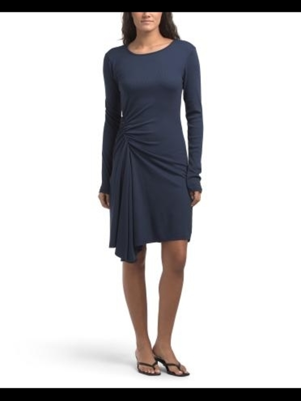 Michael Stars Deep Navy Long-Sleeve Ruched Side Dress